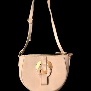 Chic Cream Crossbody Bag with Gold Accents. New